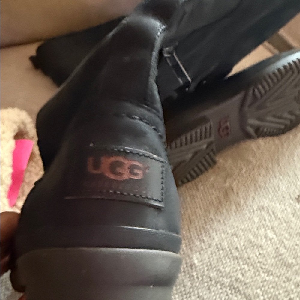 UGG Black Knee-High Lace-Up Boots - Picture 3 of 4